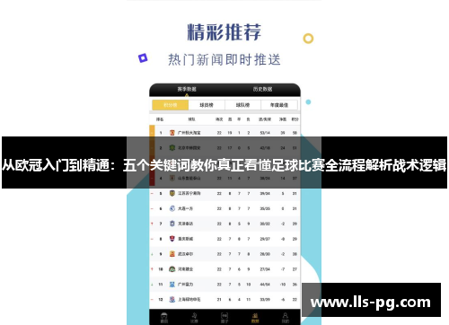 从欧冠入门到精通：五个关键词教你真正看懂足球比赛全流程解析战术逻辑